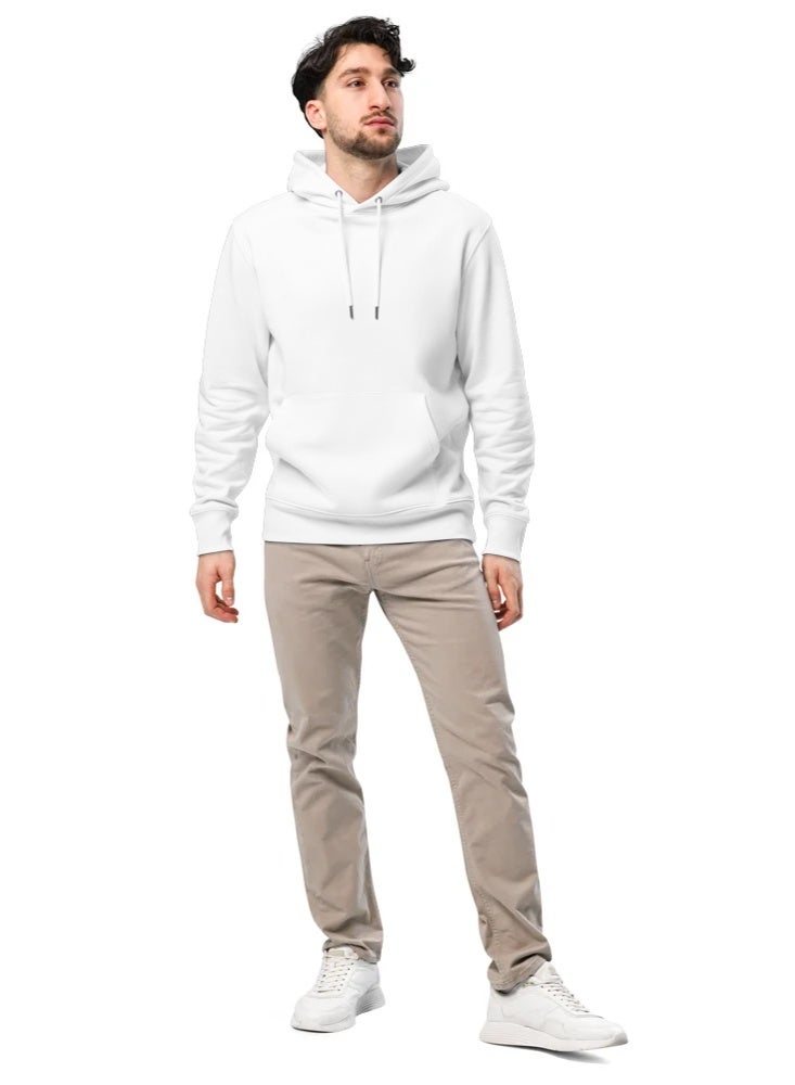 Basic White Hoodie with Pocket - Image 3